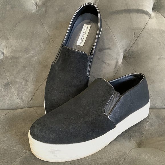 Steve Madden Buhba Black Suede Loafers - Picture 1 of 8